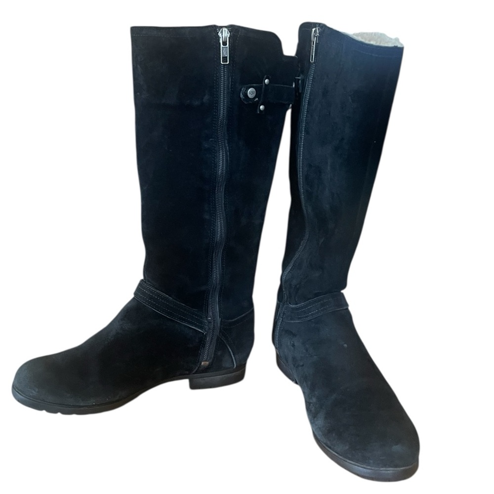UGG Jillian knee high side zip black suede boots. Sherpalined. Size 7.5 GUC - Picture 6 of 16